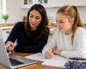 female tutor with female student